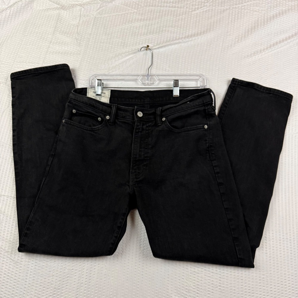 Abercrombie & Fitch Mens Straight Stretch Jeans Black Denim 33x32